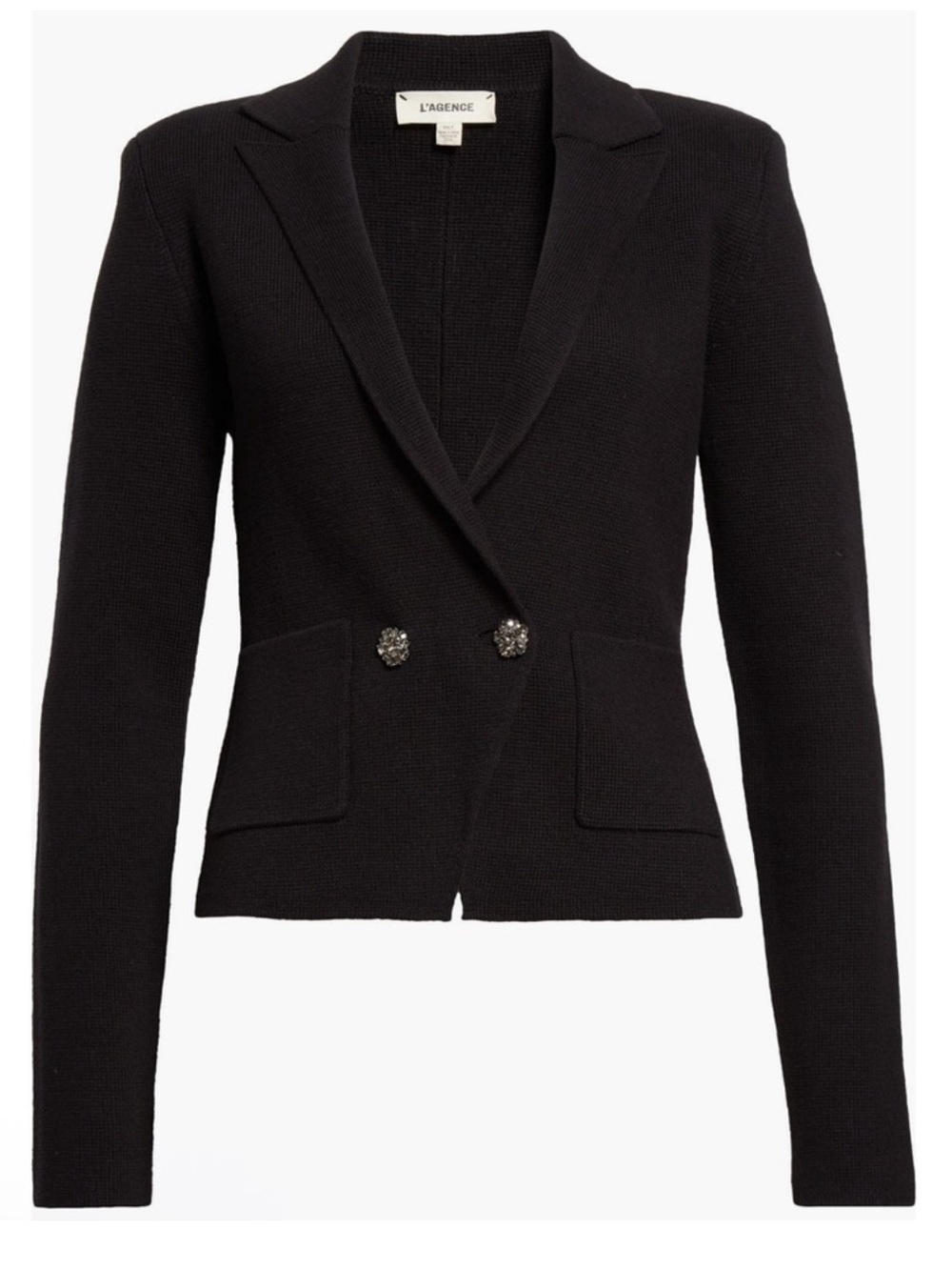 L'Agence Sofia Black Knit Blazer with Crystal Buttons NWT - Picture 4 of 13